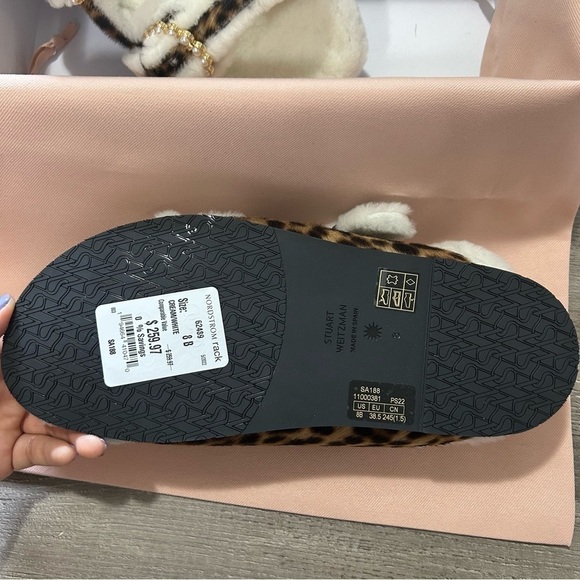 Stuart Weitzman Piper Chill Slide Sandals Cheetah CalfHair Fur New NWT - Picture 10 of 13